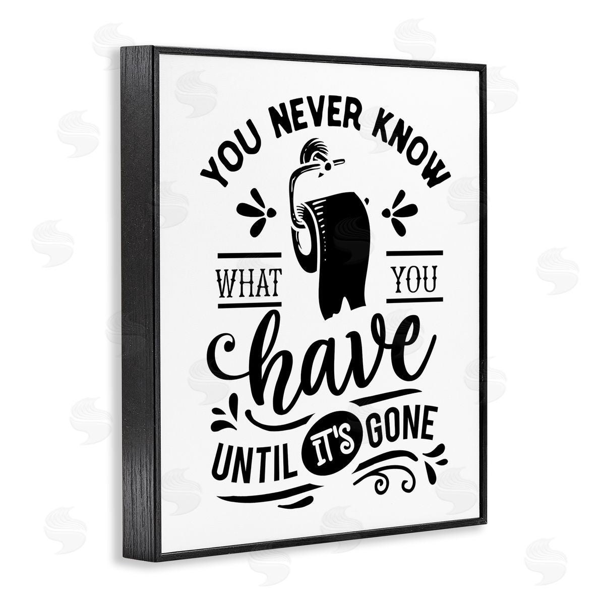 Lettered and Lined Silly Bathroom Humor Fancy Typography Toilet Paper Black Framed Giclee Wall Art Print