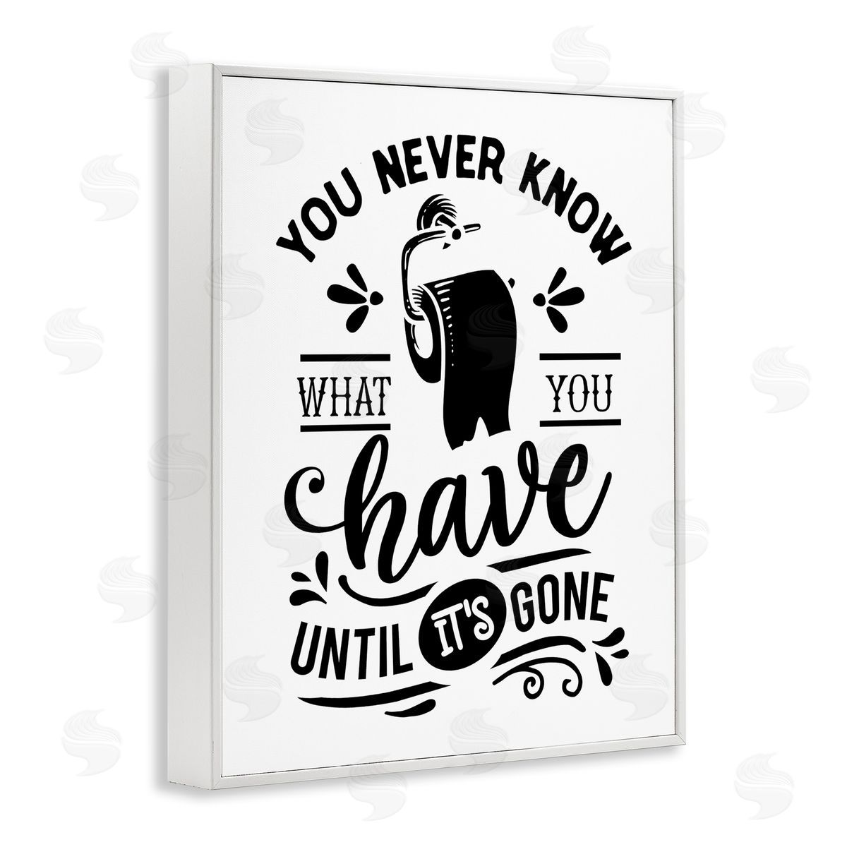 Lettered and Lined Silly Bathroom Humor Fancy Typography Toilet Paper White Framed Giclee Wall Art Print