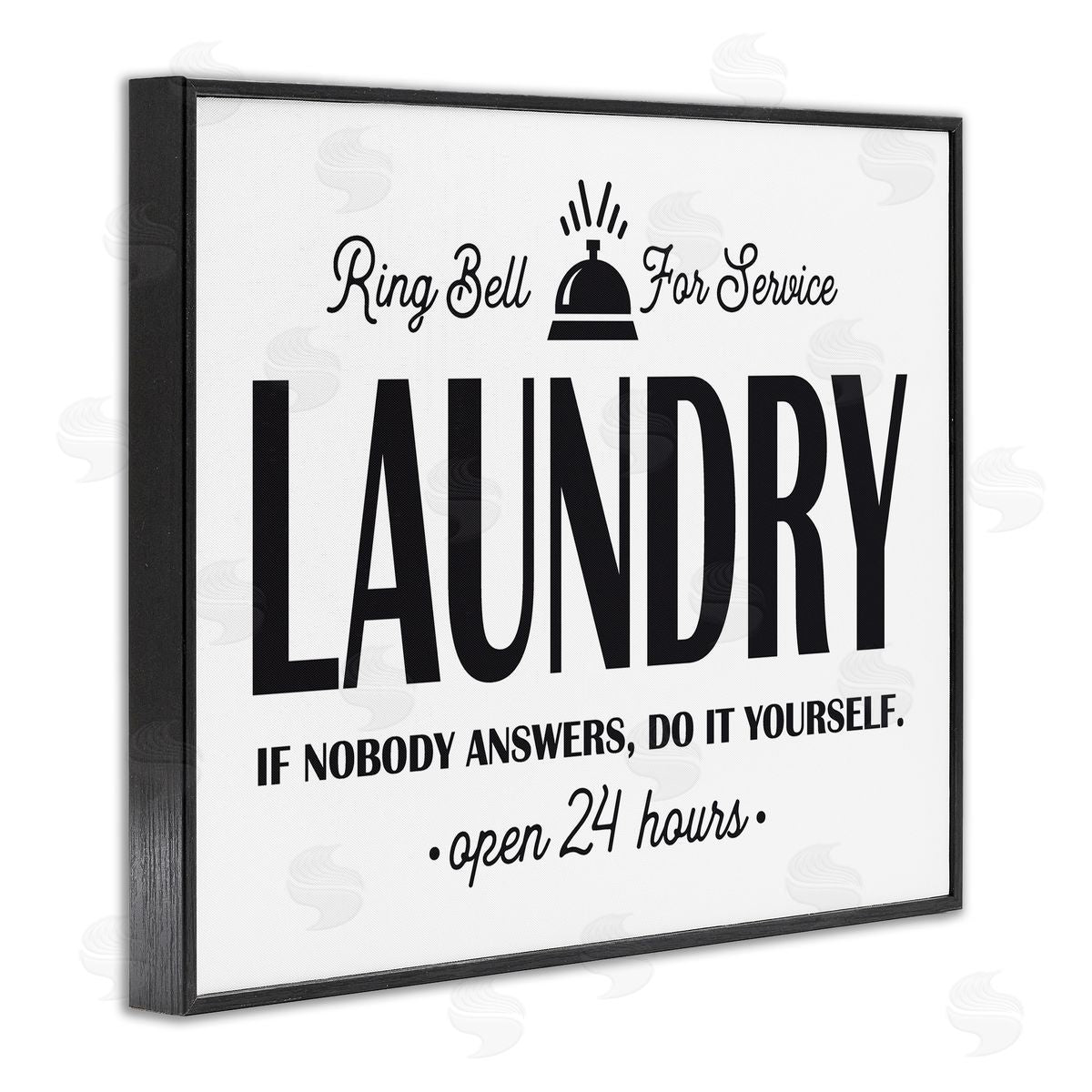 Lettered and Lined Ring Bell Laundry Signage Vintage Text  Black Framed Giclee Wall Art Print