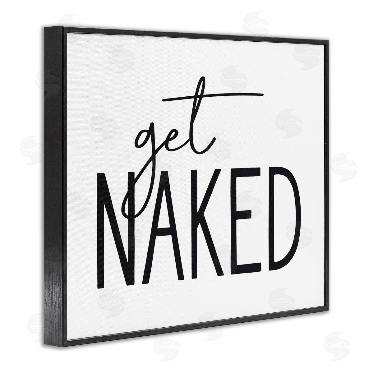 Lettered and Lined Get Naked Humorous Casual Bathroom Typography Sign  Black Framed Giclee Wall Art Print