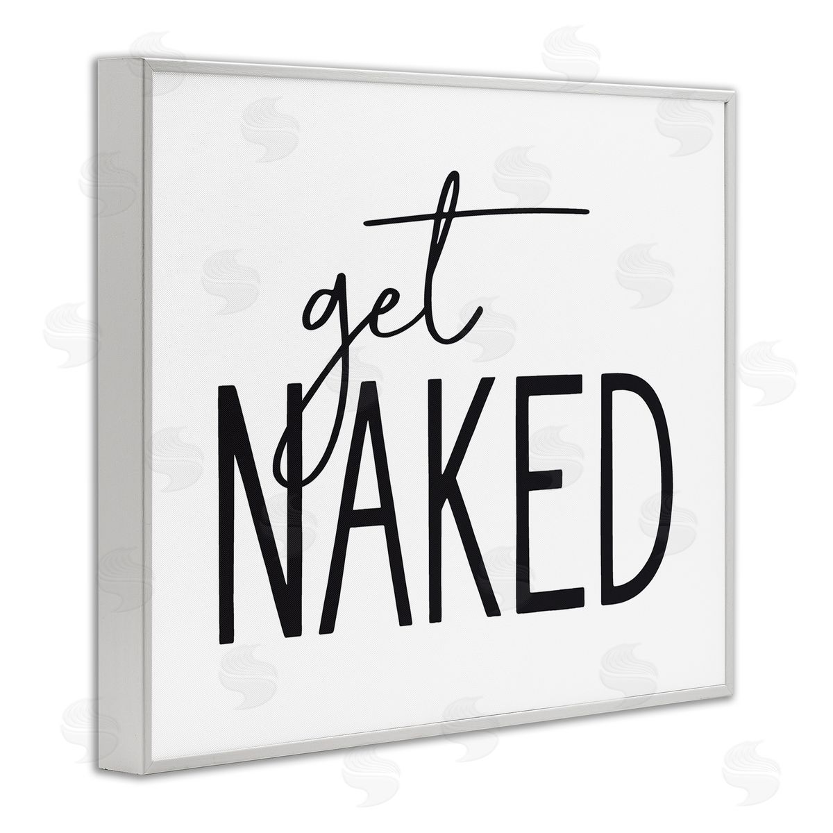 Lettered and Lined Get Naked Humorous Casual Bathroom Typography Sign  White Framed Giclee Wall Art Print