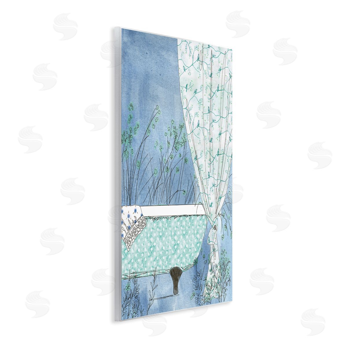 Kamdon Kreations Delicate Bathroom Claw Tub Curtain Floral Blossom  Wall Plaque Art Print