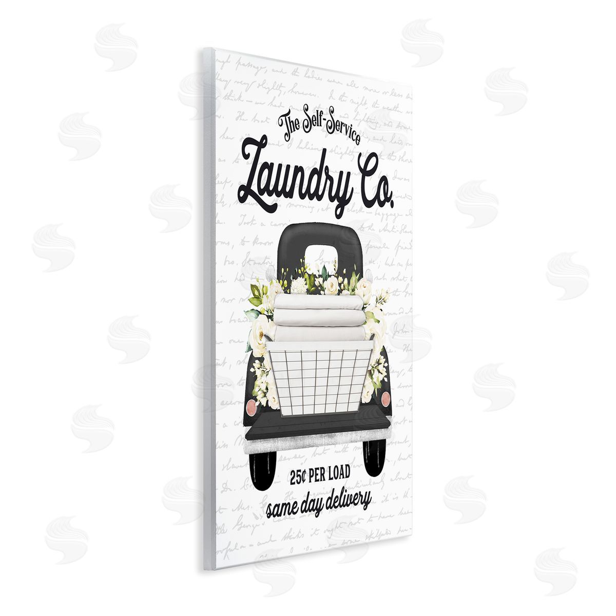 Lettered and Lined Laundry Co. White Flower Bouquet Truck Service  Wall Plaque Art Print