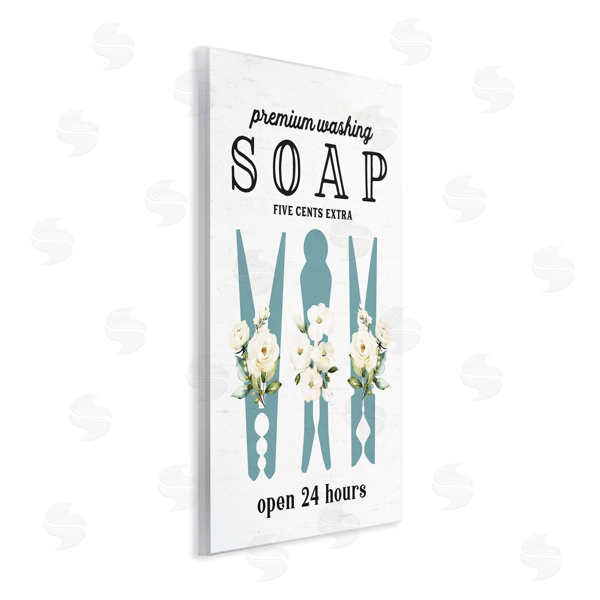 Lettered and Lined Premium Soap Laundry Sign Vintage Floral Clothespins Wall Plaque Art Print