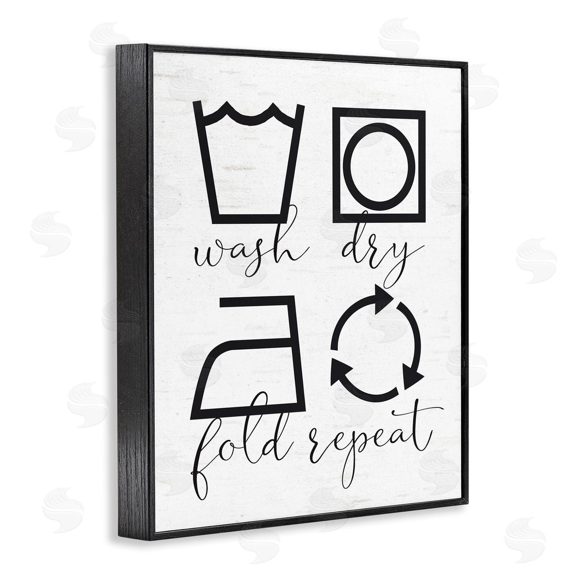 Lettered and Lined Helpful Laundry Symbol Calligraphy Guide Chart Black Framed Giclee Wall Art Print