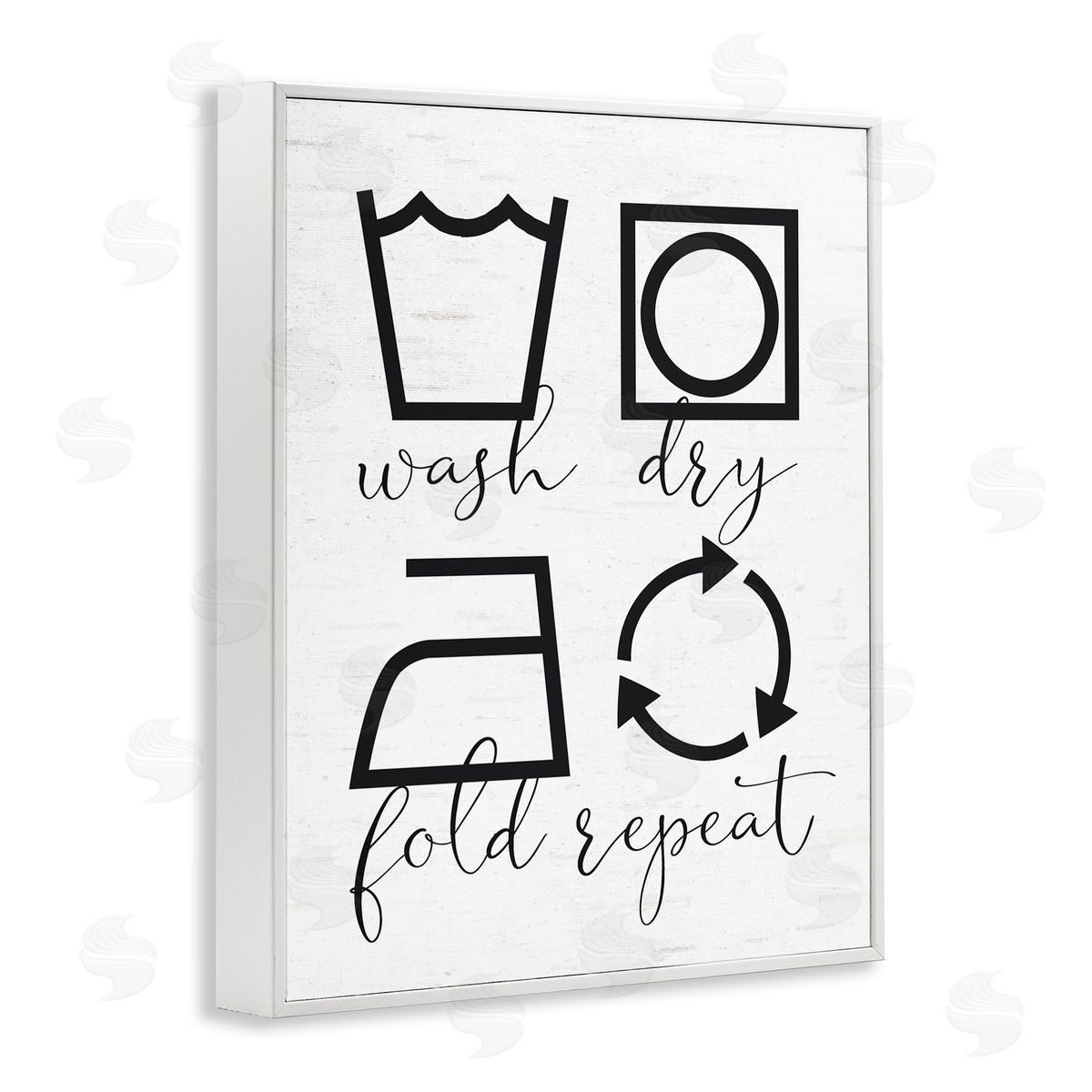 Lettered and Lined Helpful Laundry Symbol Calligraphy Guide Chart White Framed Giclee Wall Art Print
