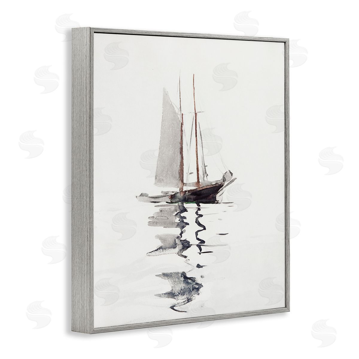 Tranquil Sailboat Vessel Floating Grey Frame Print Wall Art, Home Decor by Lettered and Lined