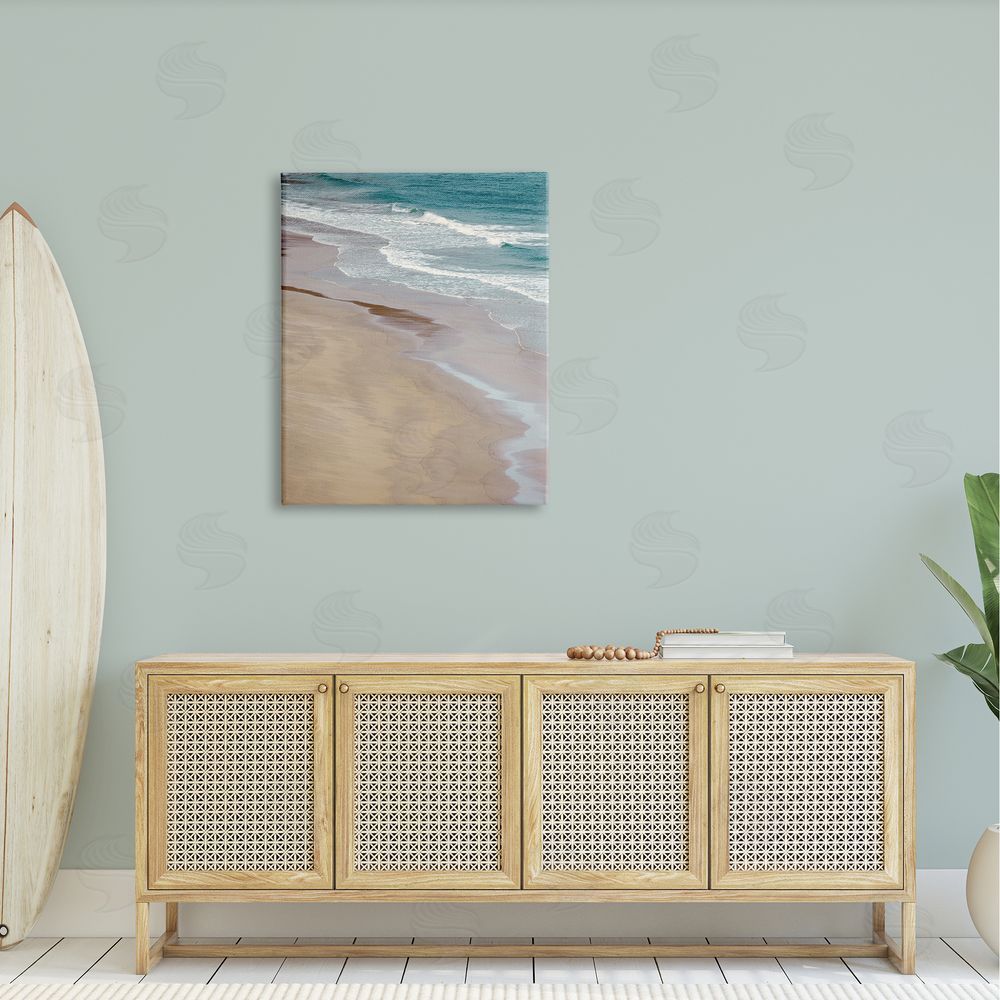 Danita Delimont Aerial View Ocean Water Foamy Coast Beach Canvas Wall Art Print in Room