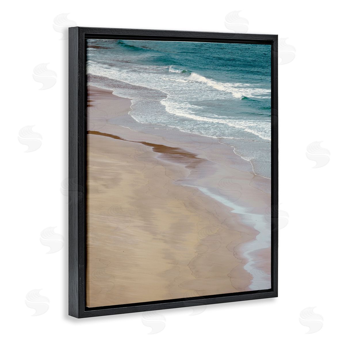 Danita Delimont Aerial View Ocean Water Foamy Coast Beach Black Floating Frame Canvas Wall Art Print