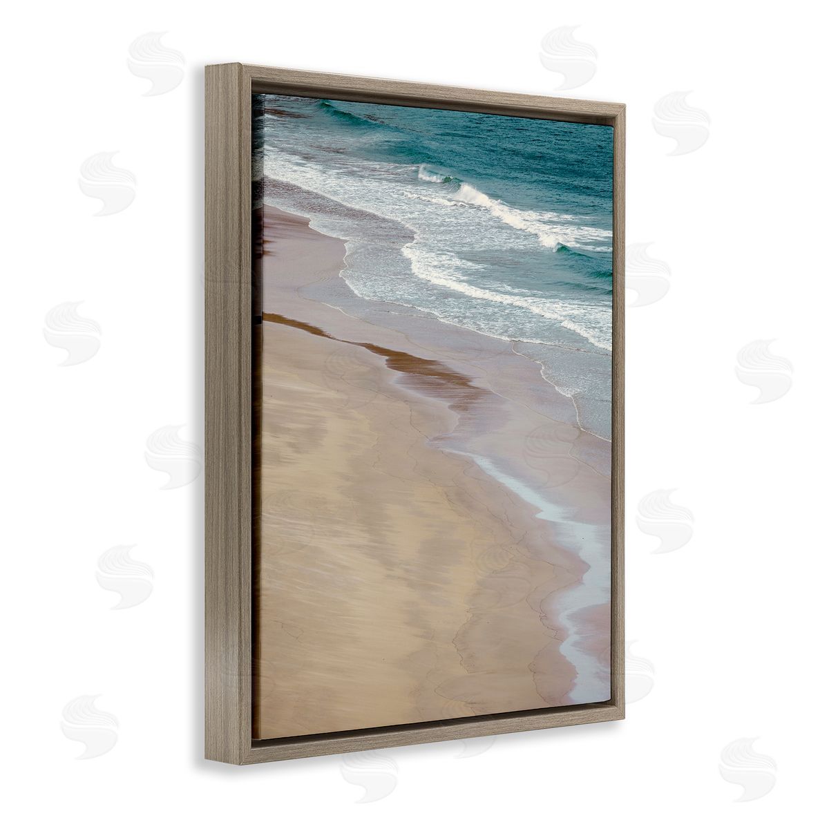 Danita Delimont Aerial View Ocean Water Foamy Coast Beach Brown Floating Frame Canvas Wall Art Print