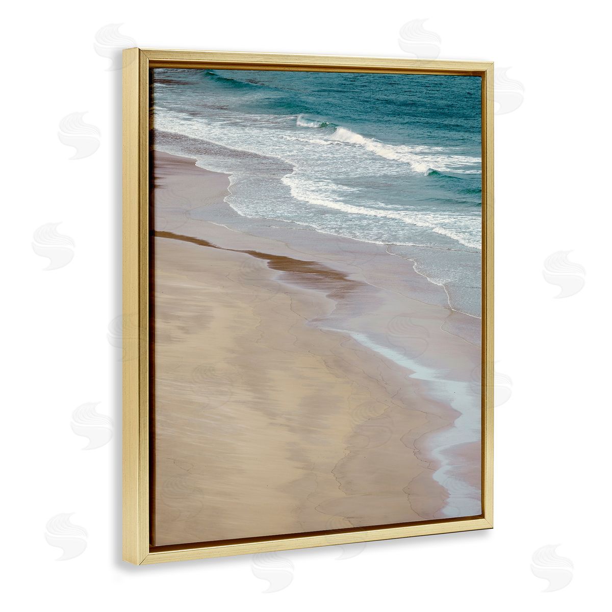 Danita Delimont Aerial View Ocean Water Foamy Coast Beach Gold Floating Frame Canvas Wall Art Print