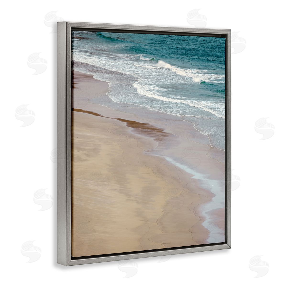Danita Delimont Aerial View Ocean Water Foamy Coast Beach Gray Floating Frame Canvas Wall Art Print