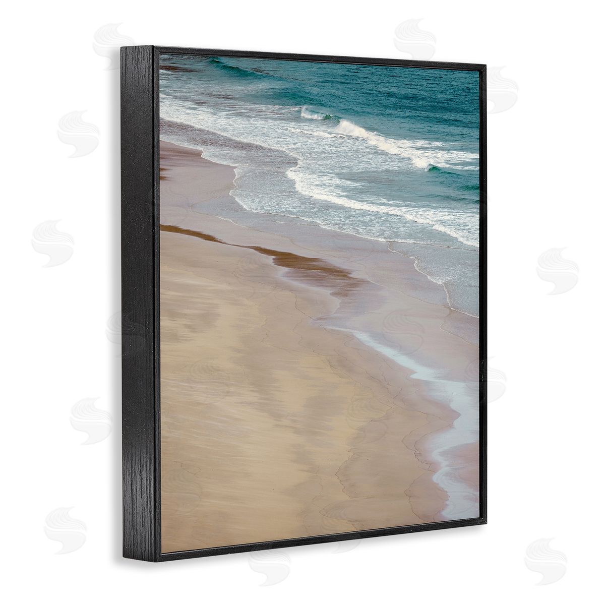 Danita Delimont Aerial View Ocean Water Foamy Coast Beach Black Framed Giclee Wall Art Print