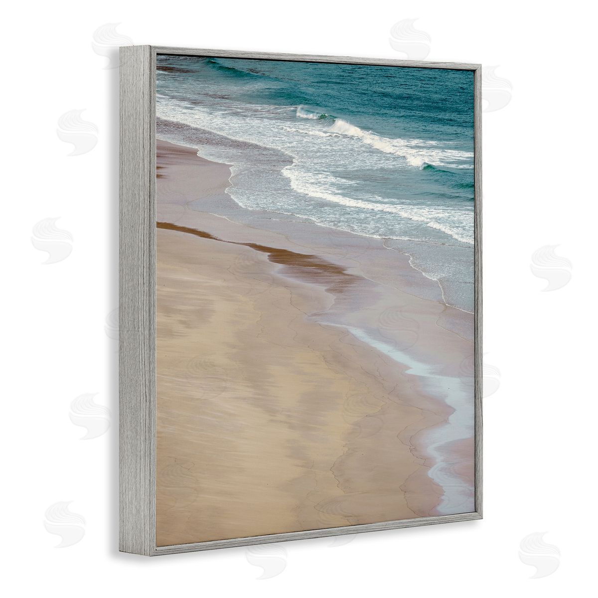 Danita Delimont Aerial View Ocean Water Foamy Coast Beach Gray Framed Giclee Wall Art Print