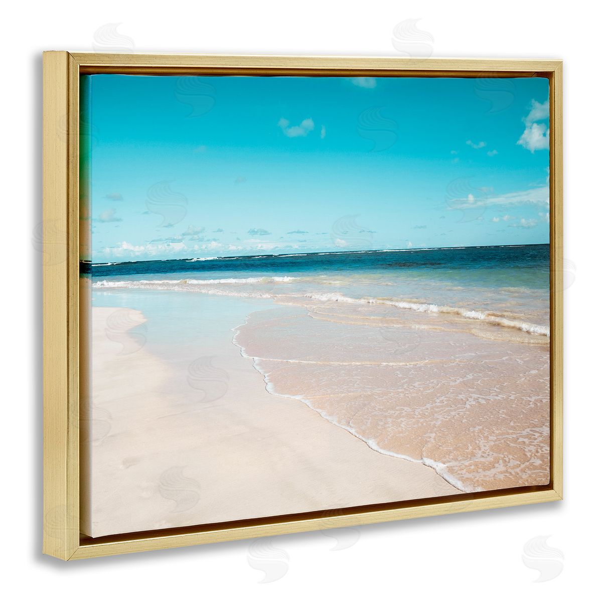 Danita Delimont Vivid Blue Panoramic Sky Sandy Beach Coast Gold Floating Frame Canvas Wall Art Print