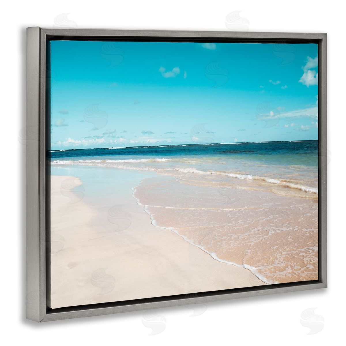 Danita Delimont Vivid Blue Panoramic Sky Sandy Beach Coast Gray Floating Frame Canvas Wall Art Print