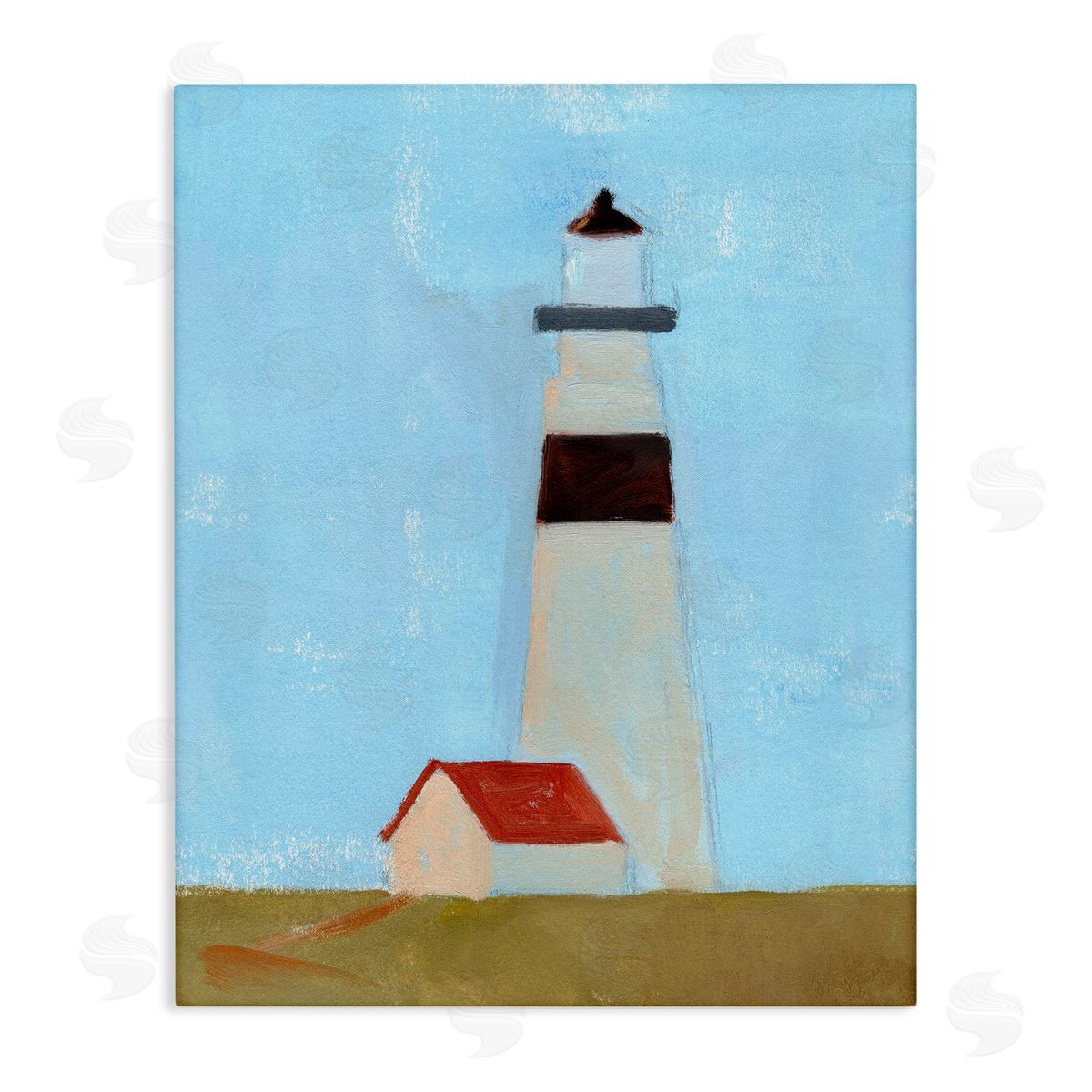 Jacob Green Lighthouse Daytime Blue Sky Rural Grass Scene Stretched Canvas Wall Art Print