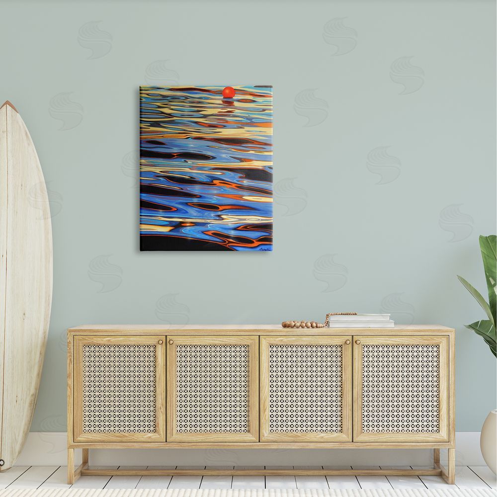 Alan Weston Ball Floating Reflective Water Ripples Vivid Light Canvas Wall Art Print in Room