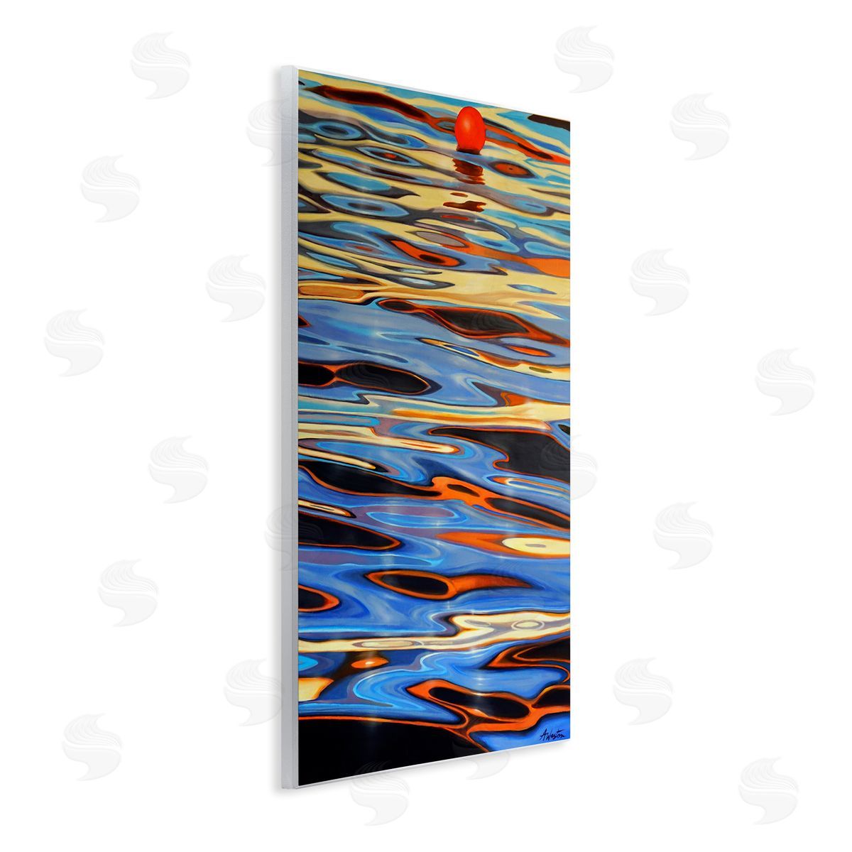 Alan Weston Ball Floating Reflective Water Ripples Vivid Light Wall Plaque Art Print