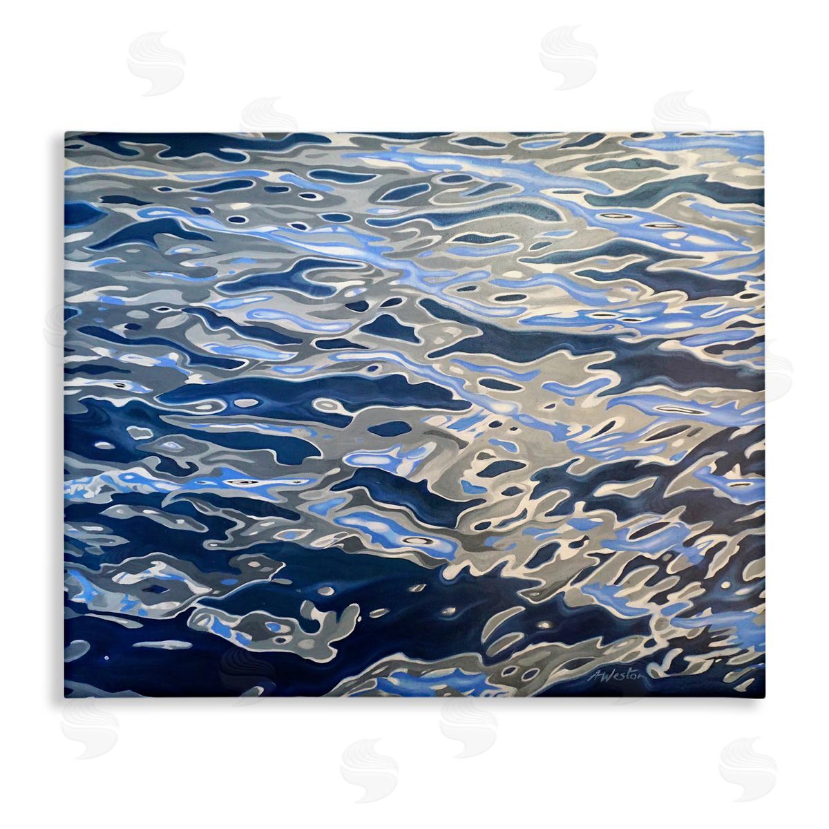 Alan Weston Abstract Ocean Water Ripples Catching Sunlight Stretched Canvas Wall Art Print