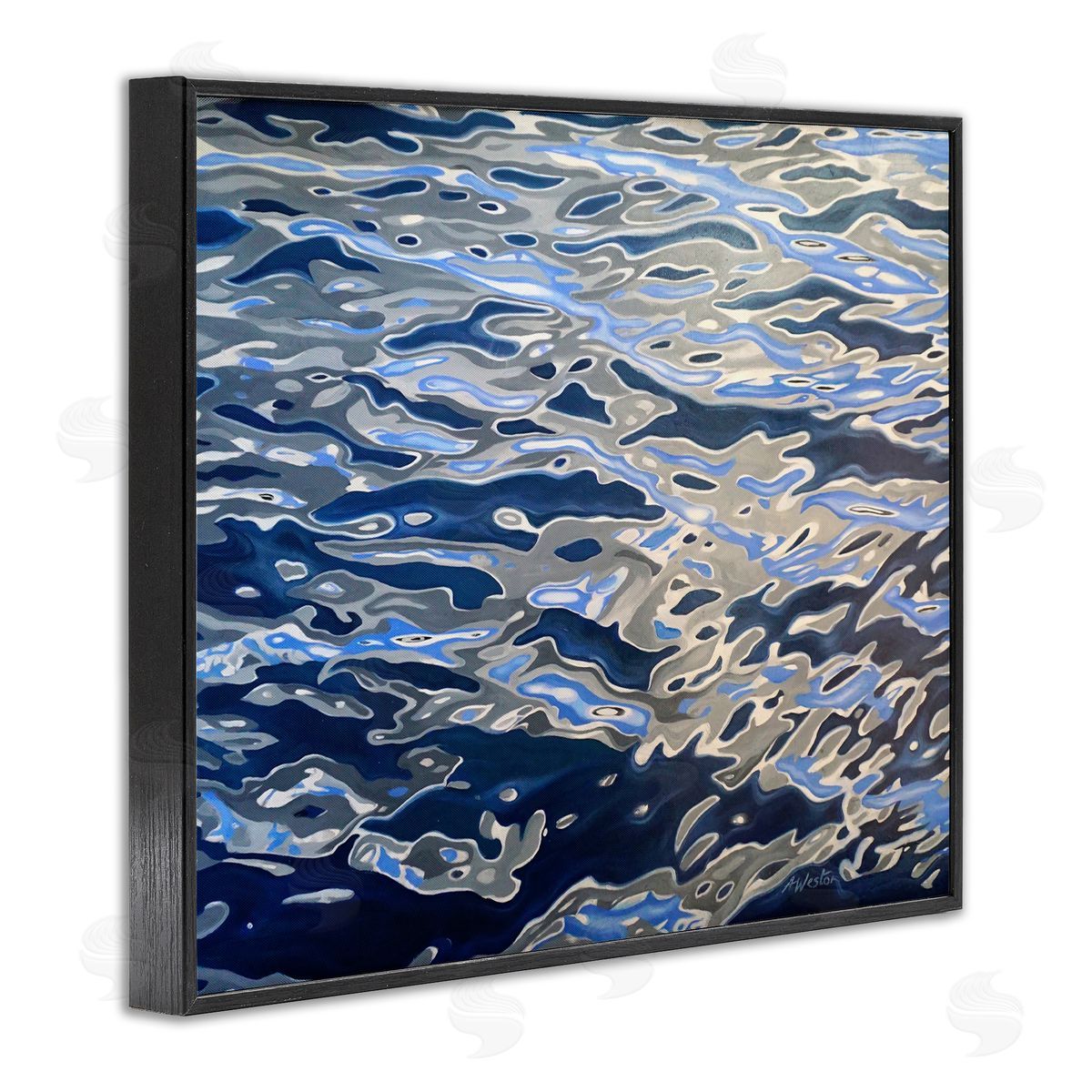Alan Weston Abstract Ocean Water Ripples Catching Sunlight Black Framed Giclee Wall Art Print