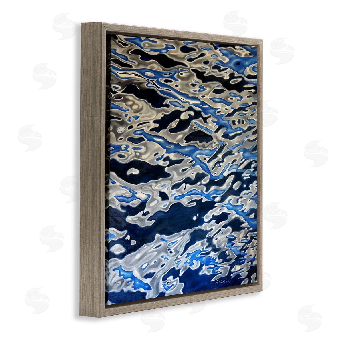 Alan Weston Abstract Water Waves Ripples Modern Deep Sea Brown Floating Frame Canvas Wall Art Print