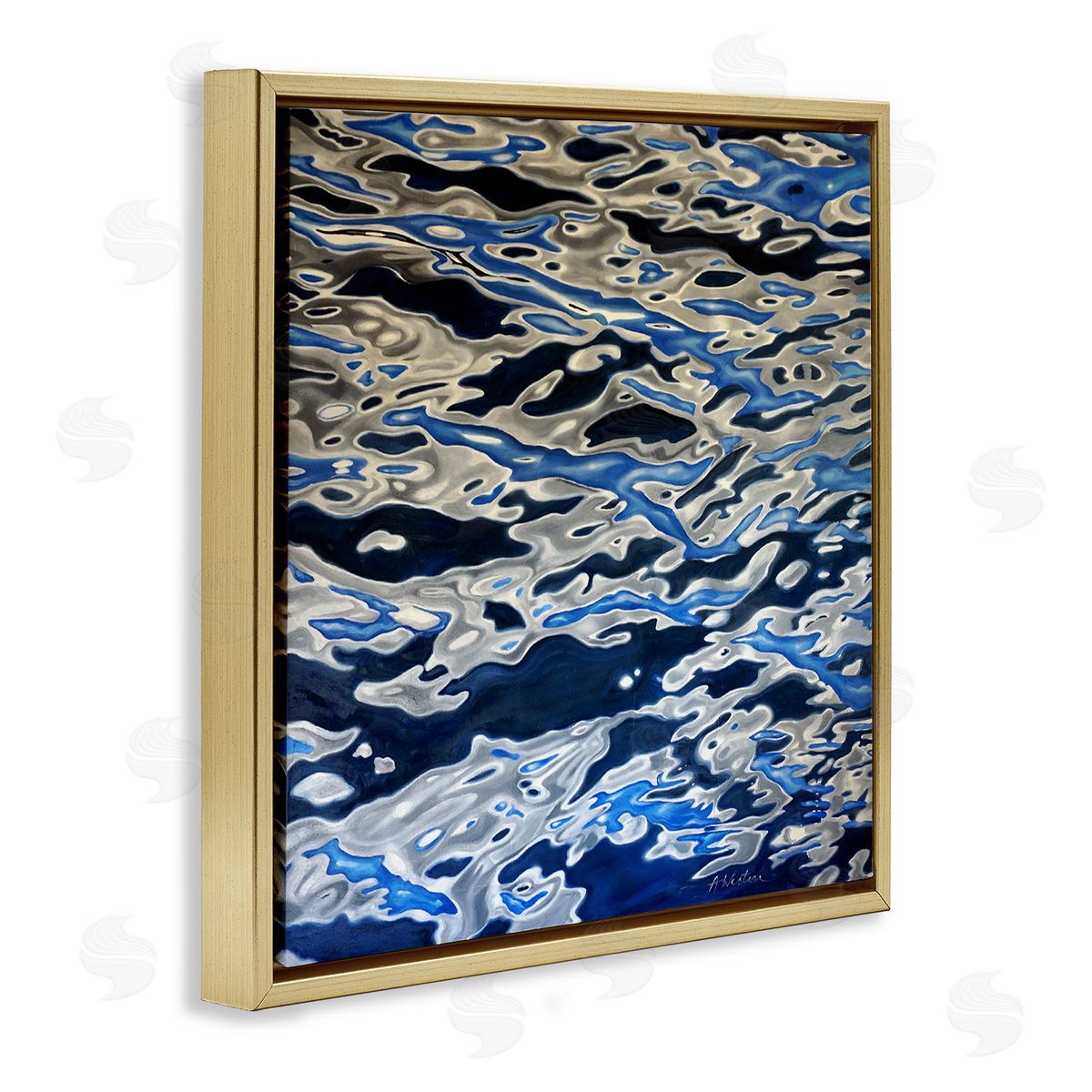 Alan Weston Abstract Water Waves Ripples Modern Deep Sea Gold Floating Frame Canvas Wall Art Print