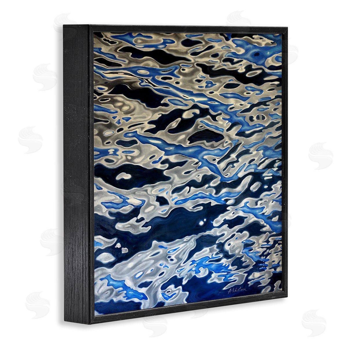 Alan Weston Abstract Water Waves Ripples Modern Deep Sea Black Framed Glicee Wall Art Print