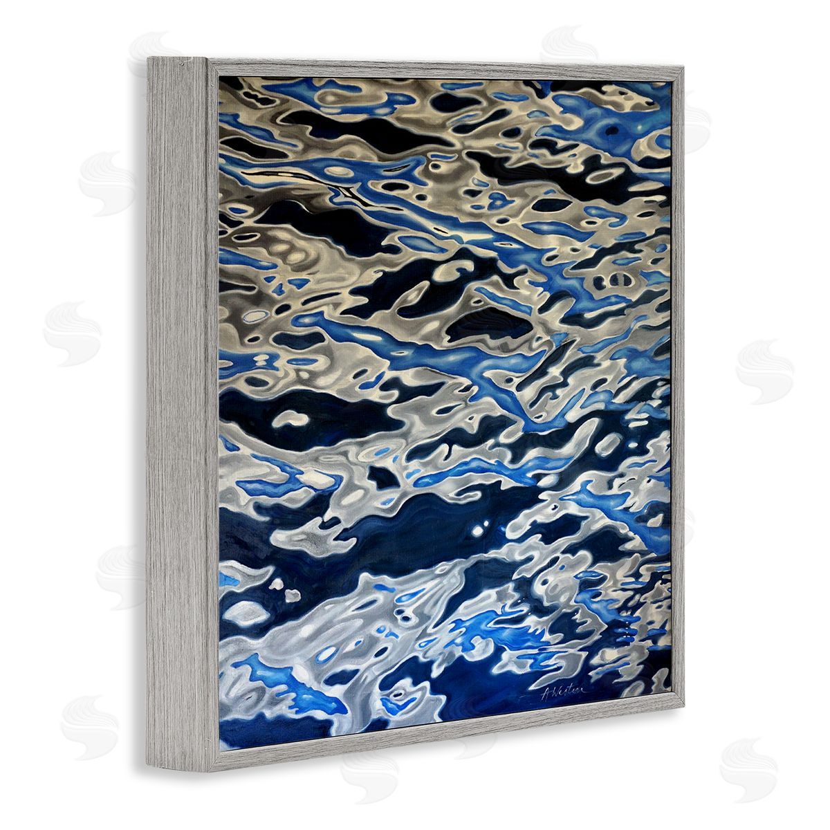 Alan Weston Abstract Water Waves Ripples Modern Deep Sea Gray Framed Glicee Wall Art Print