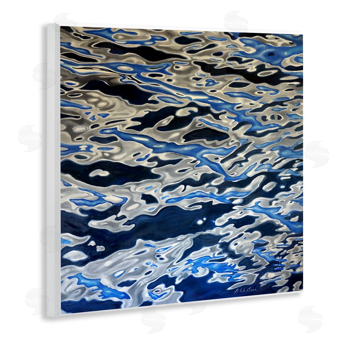 Alan Weston Abstract Water Waves Ripples Modern Deep Sea Wooden Wall Plaque Art Print