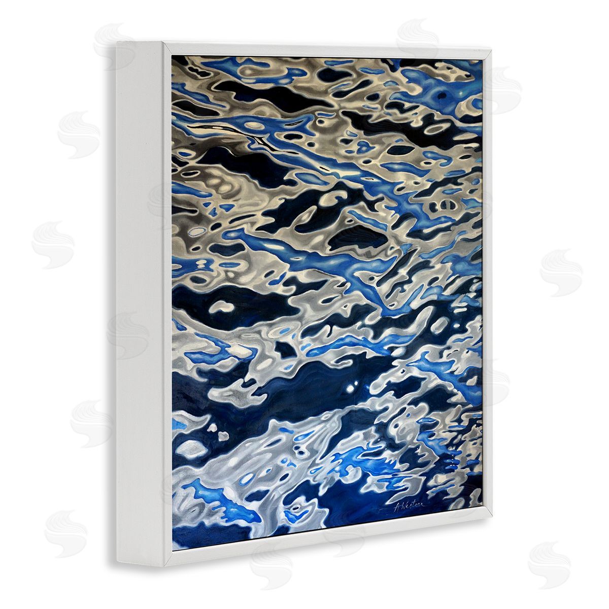 Alan Weston Abstract Water Waves Ripples Modern Deep Sea White Framed Glicee Wall Art Print