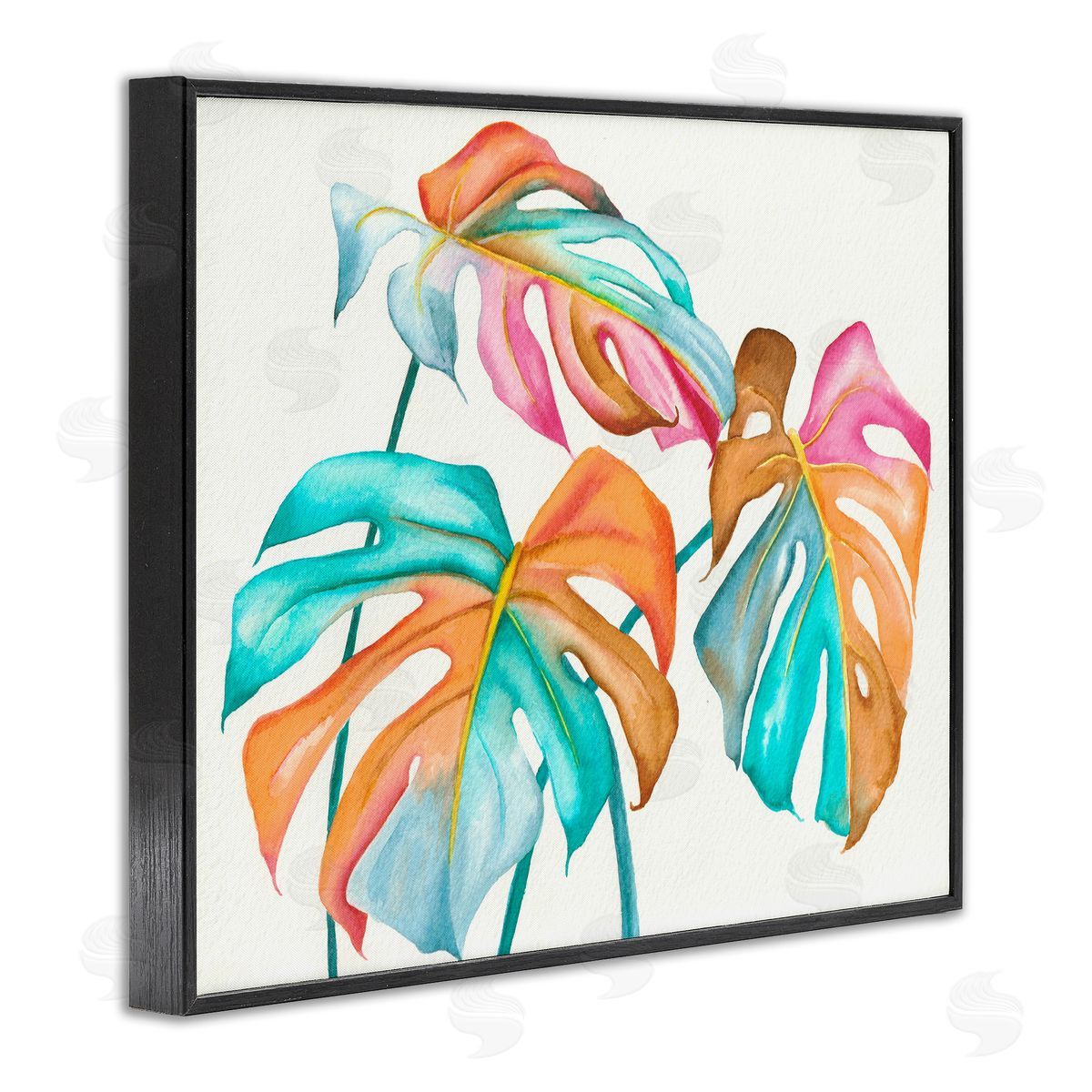 Elvira Errico Varied Rainbow Monstera House Plant Leaves Stems Black Framed Giclee Wall Art Print