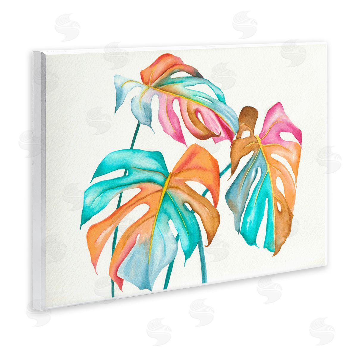 Elvira Errico Varied Rainbow Monstera House Plant Leaves Stems Wall Plaque Art Print