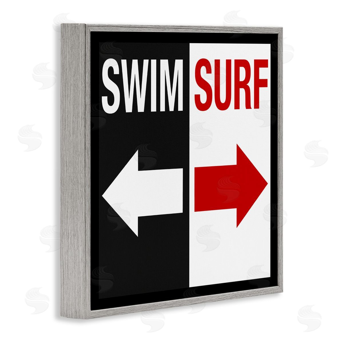 Graffitee Studios Swim Surf Arrows Sign Ocean Coastal Words  Gray Framed Glicee Wall Art Print