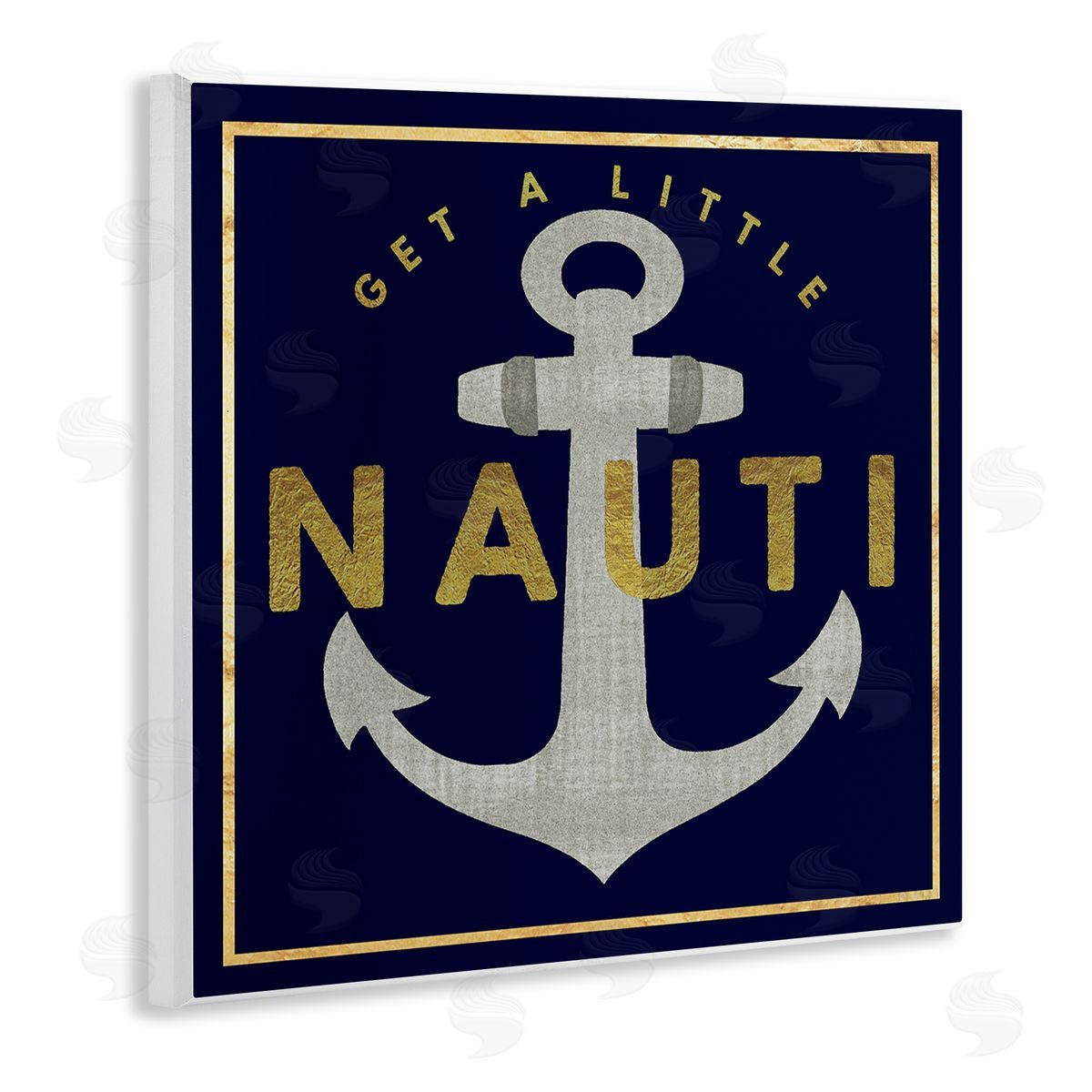 Graffitee Studios Get Nauti Witty Nautical Anchor Phrase Typography  Wooden Wall Plaque Art Print