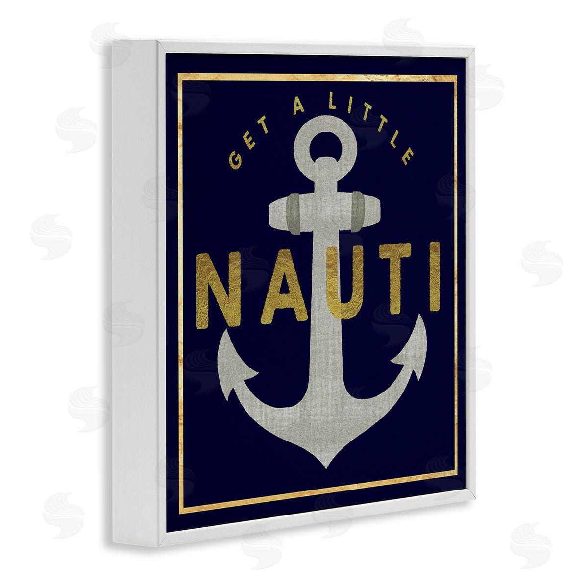 Graffitee Studios Get Nauti Witty Nautical Anchor Phrase Typography  White Framed Glicee Wall Art Print