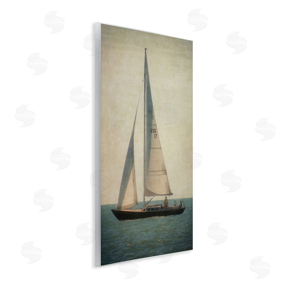 Graffitee Studios Lone Sailboat People Relaxing Quiet Ocean Landscape  Wall Plaque Art Print