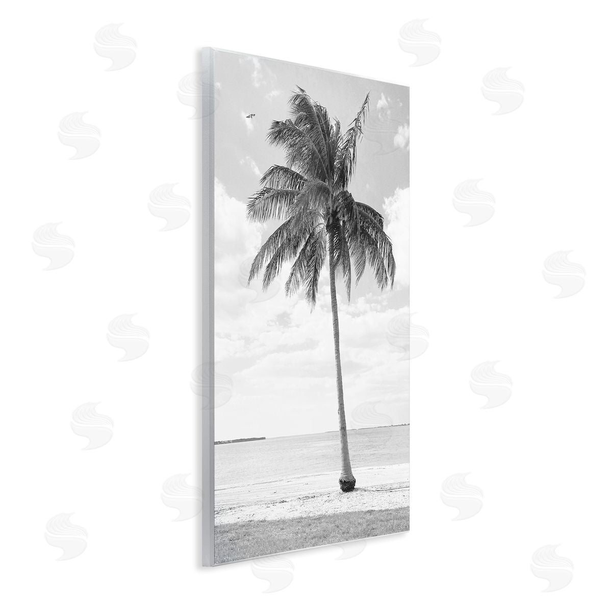 Graffitee Studios Single Palm Tree Monochrome Tropical Beach Plant Wall Plaque Art Print