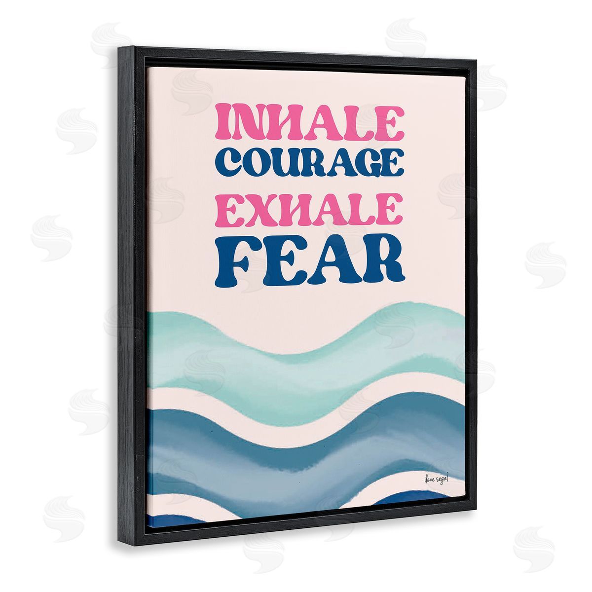 Ilene Segal Inhale Courage Exhale Fear Motivational Typography Sentiment Black Floating Frame Canvas Wall Art Print