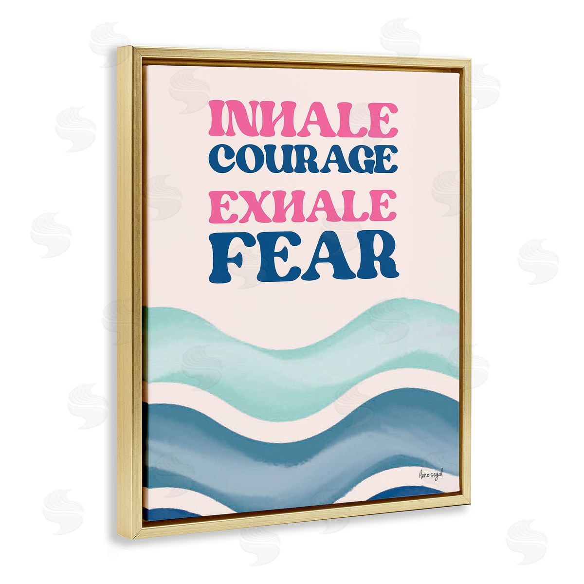 Ilene Segal Inhale Courage Exhale Fear Motivational Typography Sentiment Gold Floating Frame Canvas Wall Art Print