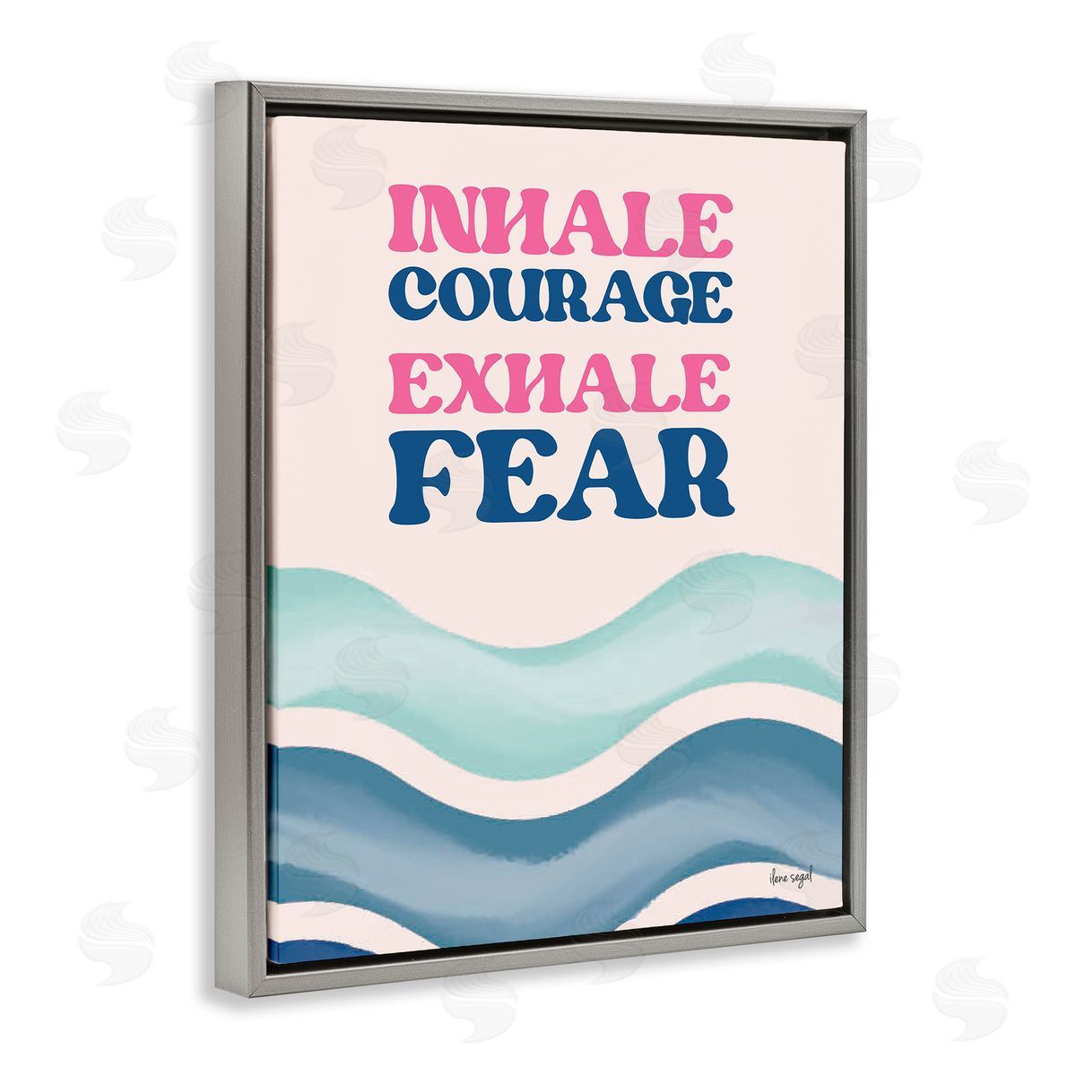 Ilene Segal Inhale Courage Exhale Fear Motivational Typography Sentiment Gray Floating Frame Canvas Wall Art Print