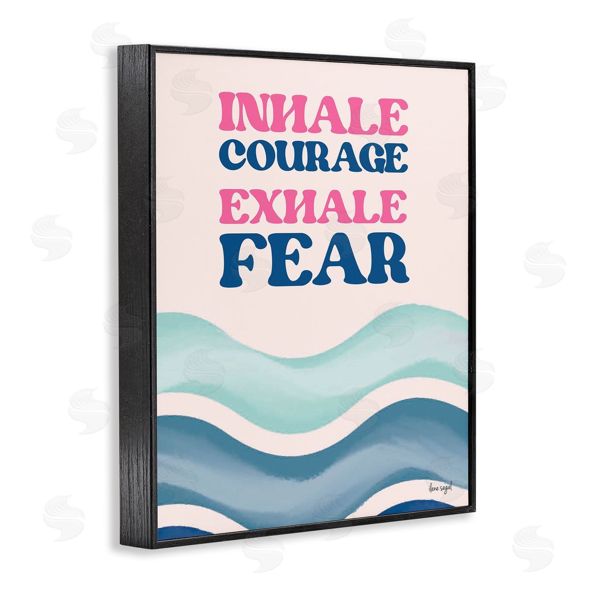 Ilene Segal Inhale Courage Exhale Fear Motivational Typography Sentiment Black Framed Giclee Wall Art Print