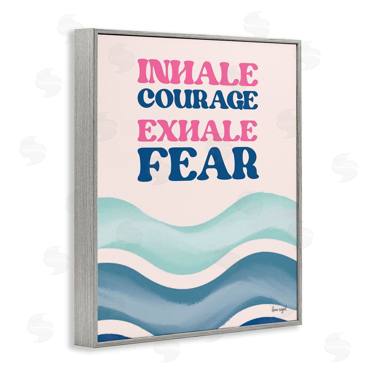 Ilene Segal Inhale Courage Exhale Fear Motivational Typography Sentiment Gray Framed Giclee Wall Art Print