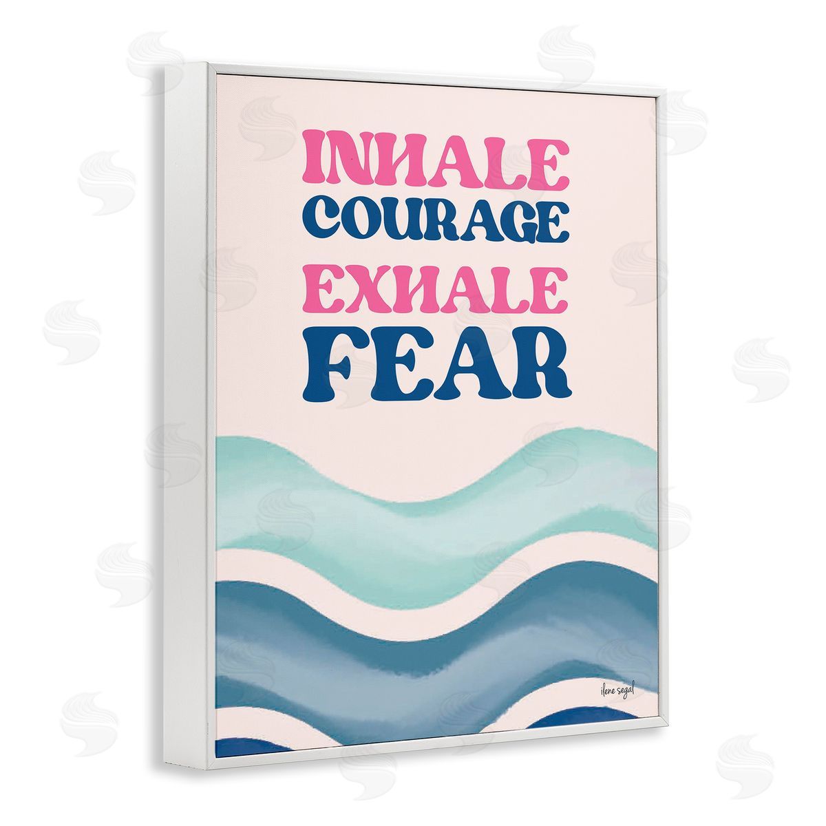 Ilene Segal Inhale Courage Exhale Fear Motivational Typography Sentiment White Framed Giclee Wall Art Print