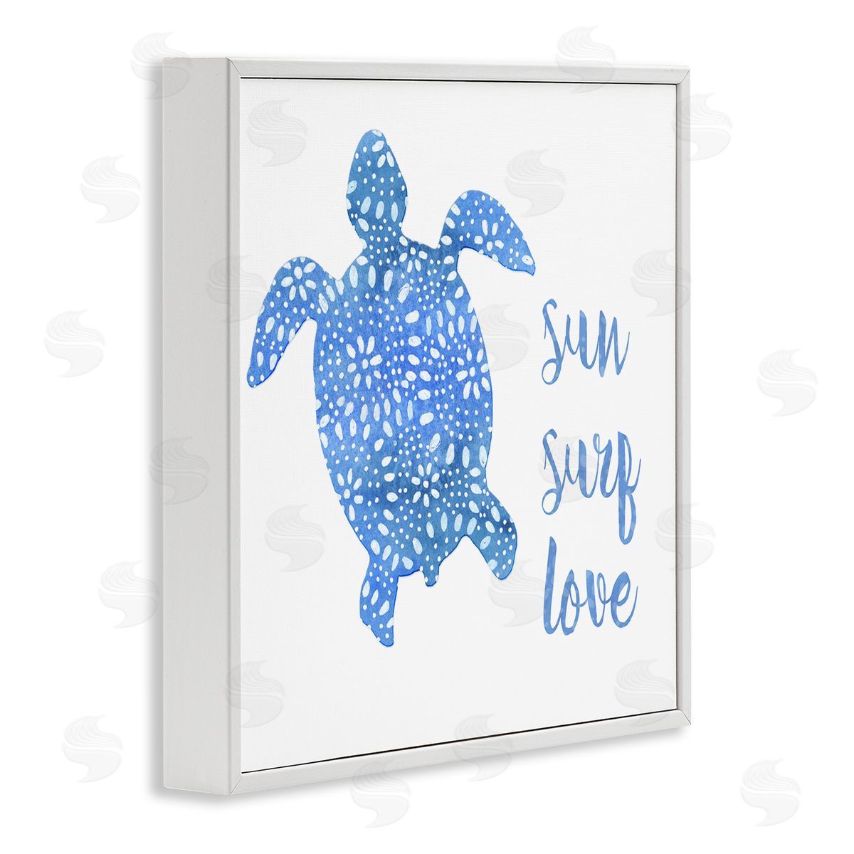Jackie Decker Patterned Blue Sea Turtle Beach Phrase Calligraphy  White Framed Glicee Wall Art Print