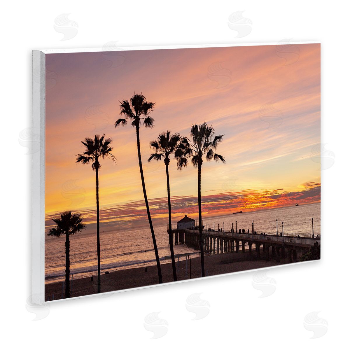 Jeff Poe Photography Tropical Palm Tree Sunset Summer Pier Docks Wall Plaque Art Print
