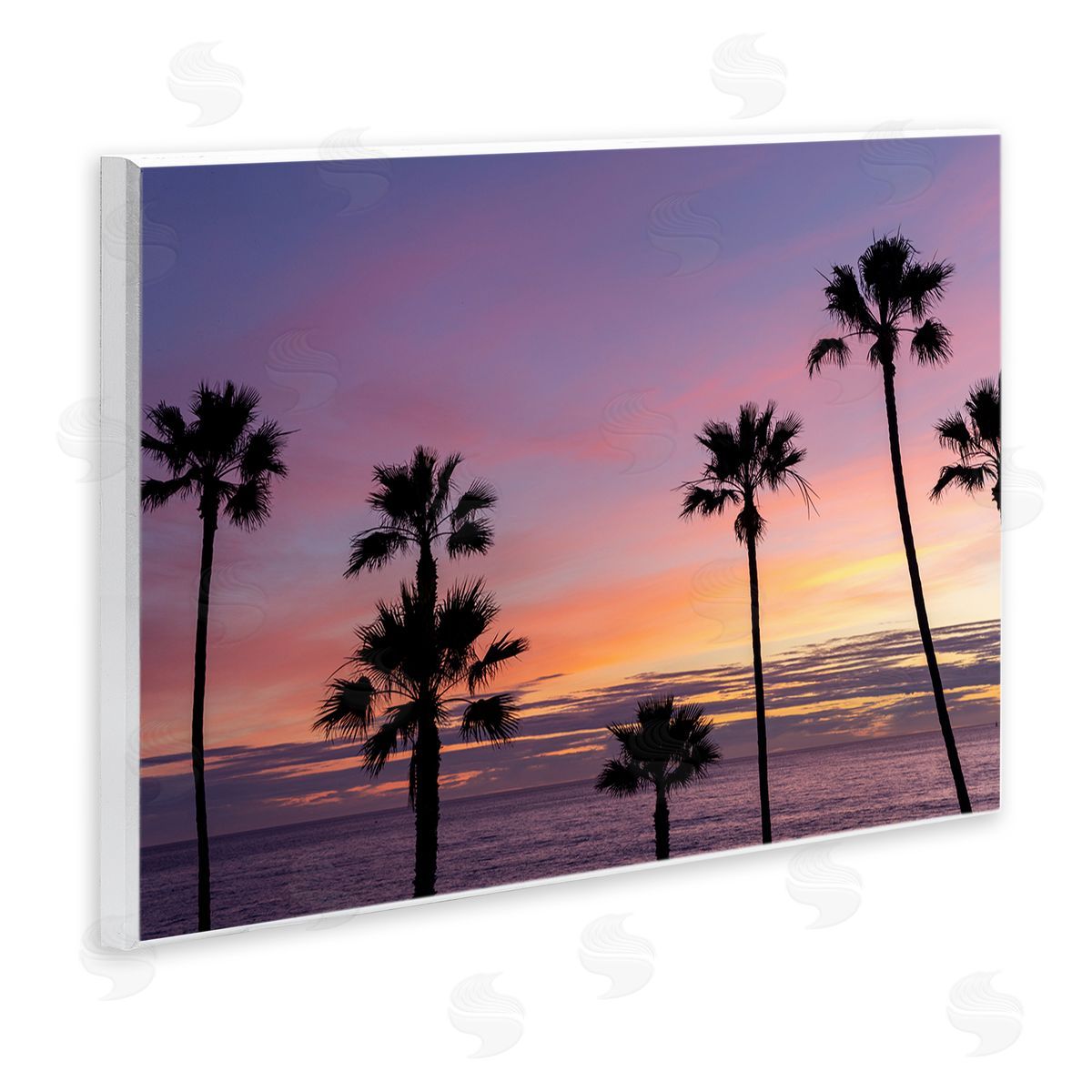 Jeff Poe Photography Purple Sunrise Sky Tall Palm Trees Silhouettes  Wall Plaque Art Print