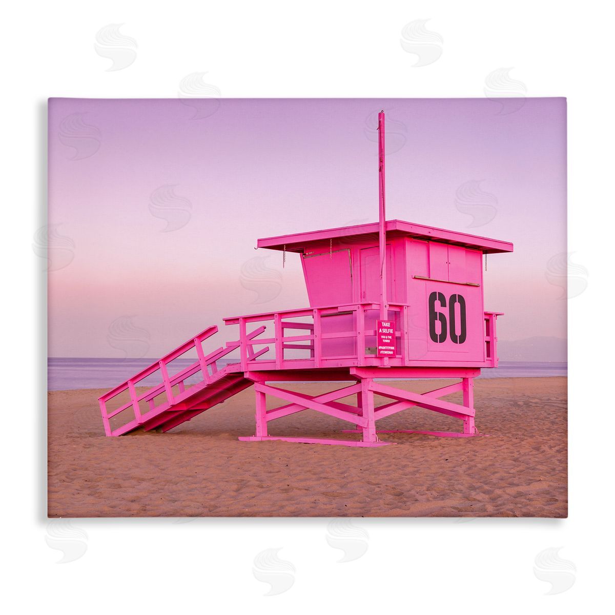 Jeff Poe Photography Pink Beach Shack Photography Purple Sky Coast Stretched Canvas Wall Art Print