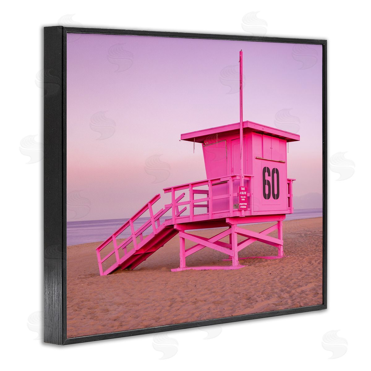 Jeff Poe Photography Pink Beach Shack Photography Purple Sky Coast Black Framed Giclee Wall Art Print