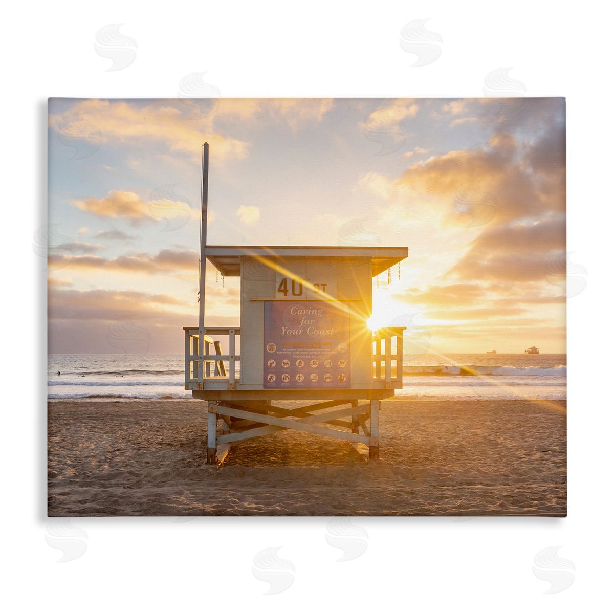 Jeff Poe Photography Beach Hut Summer Sunlight Rays Sandy Coast Stretched Canvas Wall Art Print